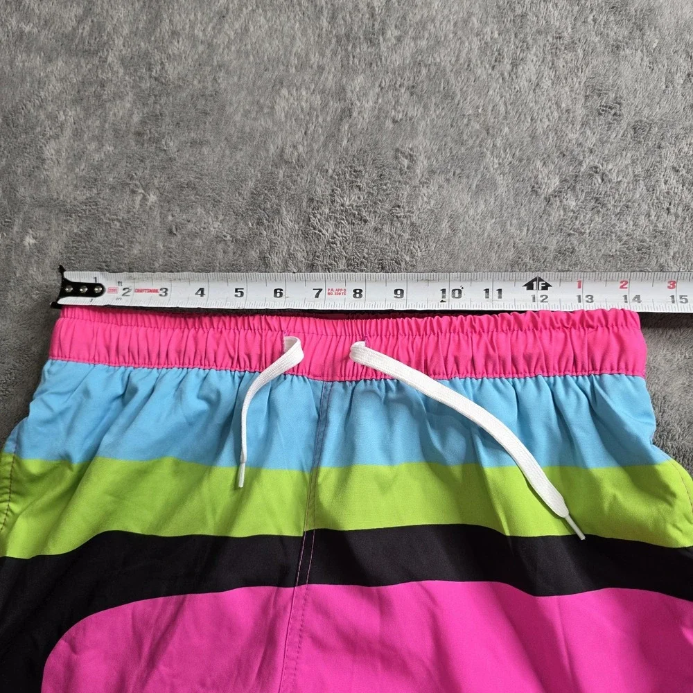 Buc-ees Beaver Retro Neon Swim Trunks Mens Small Pink Multicolor 5.5